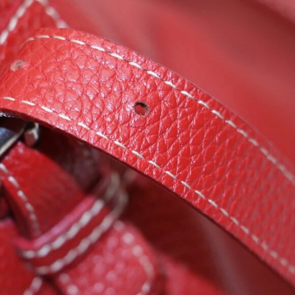 Prada Vitello Daino Leather Double Handle Tote Bag Satchel - Red - Picture 5 of 16